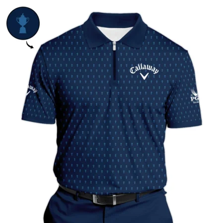 Callaway 2024 PGA Championship Golf Zipper Polo Shirt Dark Blue Gradient Pattern All Over Print Zipper Polo Shirt For Men