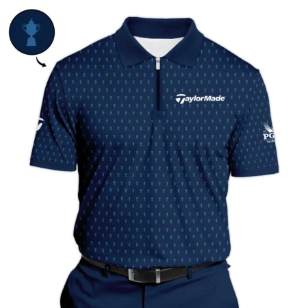 Taylor Made 2024 PGA Championship Golf Zipper Polo Shirt Dark Blue Gradient Pattern All Over Print Zipper Polo Shirt For Men