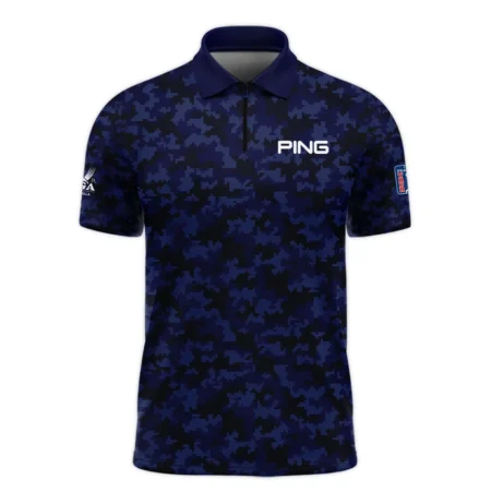 Golf 2024 PGA Championship Ping Zipper Polo Shirt Blue Camouflage Pattern Sport All Over Print Zipper Polo Shirt For Men