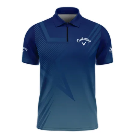 2024 PGA Championship Valhalla Golf Sport Callaway Zipper Polo Shirt Star Blue Gradient Straight Pattern Zipper Polo Shirt For Men