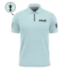 Sports 124th U.S. Open Taylor Made Pinehurst Zipper Polo Shirt Cup Pattern Pastel Green All Over Print Zipper Polo Shirt For Men