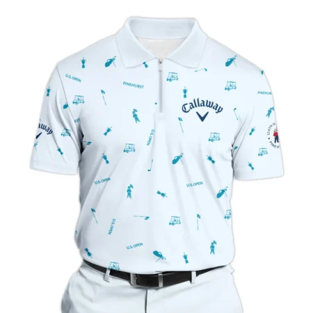 Callaway 124th U.S. Open Pinehurst Zipper Polo Shirt Light Blue Pastel Golf Pattern All Over Print Zipper Polo Shirt For Men