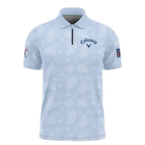 124th U.S. Open Pinehurst Callaway Golf Long Polo Shirt Light Blue Pastel Floral Hawaiian Pattern All Over Print Long Polo Shirt For Men