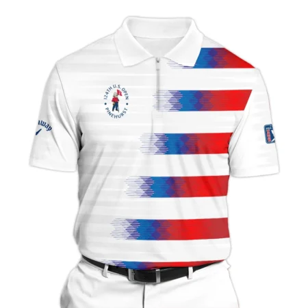 Callaway 124th U.S. Open Pinehurst Golf Sport Zipper Polo Shirt Blue Red White Abstract All Over Print Zipper Polo Shirt For Men