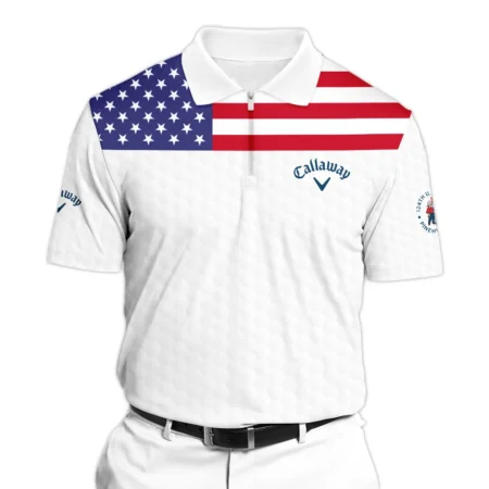 Callaway 124th U.S. Open Pinehurst Zipper Polo Shirt USA Flag Golf Pattern All Over Print Zipper Polo Shirt For Men