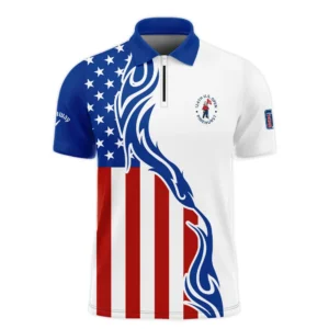 Golf Sport Callaway 124th U.S. Open Pinehurst Polo Shirt USA Flag Pattern Blue White All Over Print Polo Shirt For Men