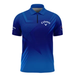 124th U.S. Open Pinehurst No.2 Callaway Long Polo Shirt Dark Blue Gradient Star Pattern Long Polo Shirt For Men