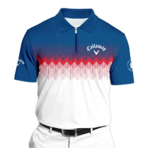 Callaway 124th U.S. Open Pinehurst Long Polo Shirt Blue Red Fabric Pattern Golf Long Polo Shirt For Men