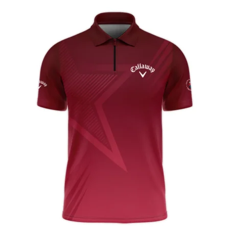 Callaway 124th U.S. Open Pinehurst Golf Sport Zipper Polo Shirt Star Gradient Red Straight Pattern Zipper Polo Shirt For Men