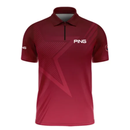 Ping 124th U.S. Open Pinehurst Golf Sport Zipper Polo Shirt Star Gradient Red Straight Pattern Zipper Polo Shirt For Men