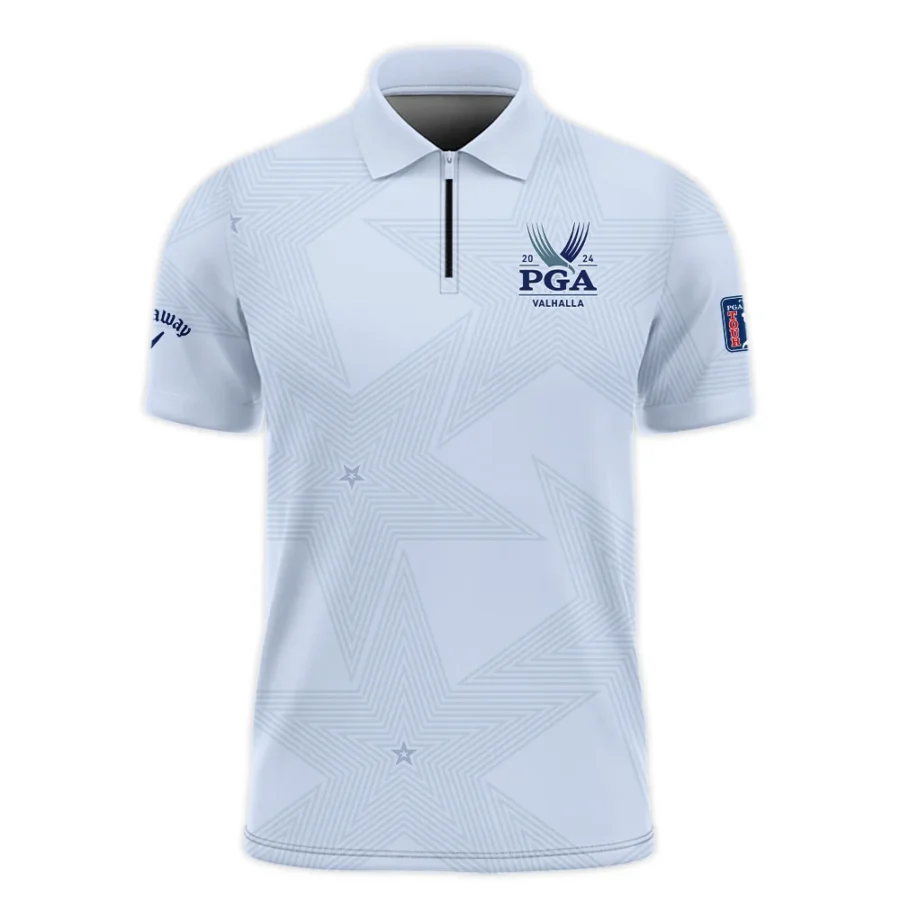 2024 PGA Championship Valhalla Golf Callaway Zipper Polo Shirt Stars Lavender Mist Golf Sports All Over Print Zipper Polo Shirt For Men