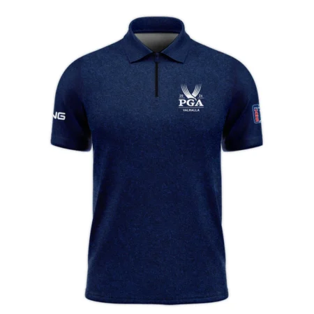 Special Version 2024 PGA Championship Valhalla Ping Zipper Polo Shirt Blue Paperboard Texture Zipper Polo Shirt For Men