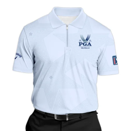 2024 PGA Championship Golf Sport Callaway Long Polo Shirt Sports Star Sripe Lavender Mist Long Polo Shirt For Men