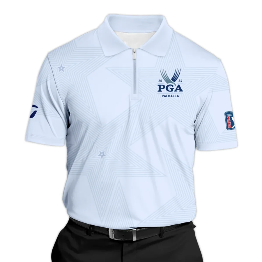 2024 PGA Championship Golf Sport Taylor Made Zipper Polo Shirt Sports Star Sripe Lavender Mist Zipper Polo Shirt For Men