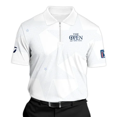 The 152nd Open Championship Golf Sport Taylor Made Zipper Polo Shirt Sports Star Sripe White Navy Zipper Polo Shirt For Men