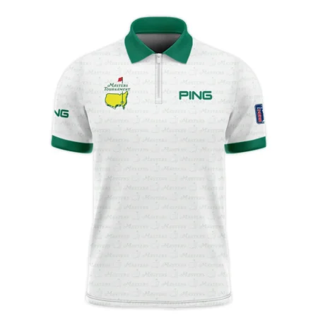 Golf Pattern Masters Tournament Ping Zipper Polo Shirt White And Green Color Golf Sports All Over Print Zipper Polo Shirt For Men