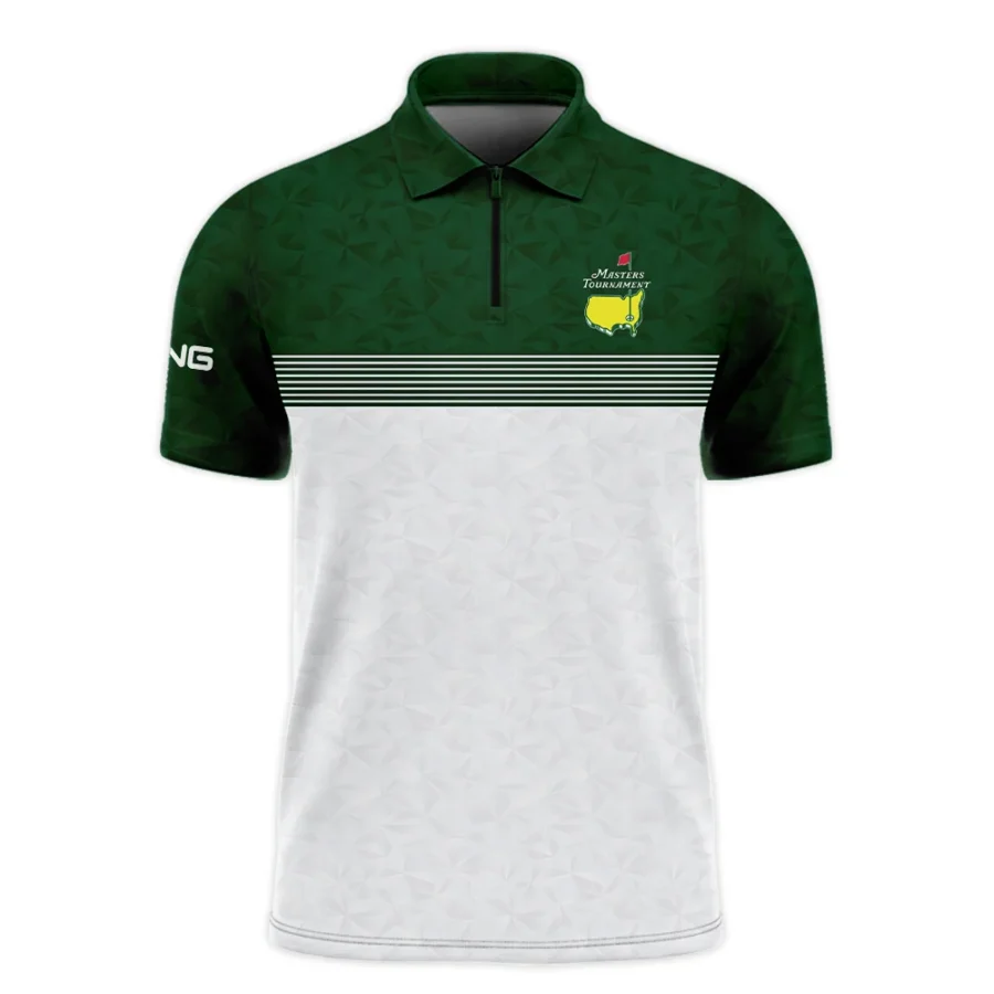 Masters Tournament Ping Zipper Polo Shirt White Pattern White Geometric Abstract Polygon Shape Zipper Polo Shirt For Men