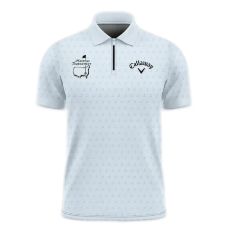 Pattern Masters Tournament Callaway Zipper Polo Shirt White Light Blue Color Pattern Logo  Zipper Polo Shirt For Men