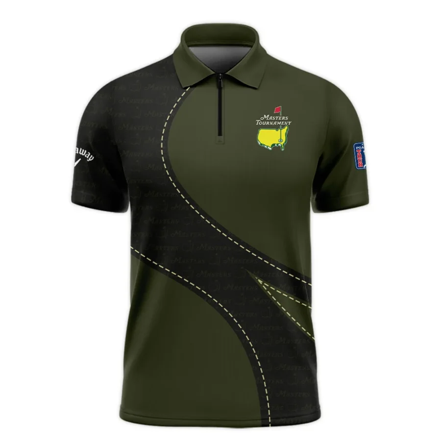 Pattern Military Green Masters Tournament Callaway Zipper Polo Shirt Style Classic Zipper Polo Shirt For Men