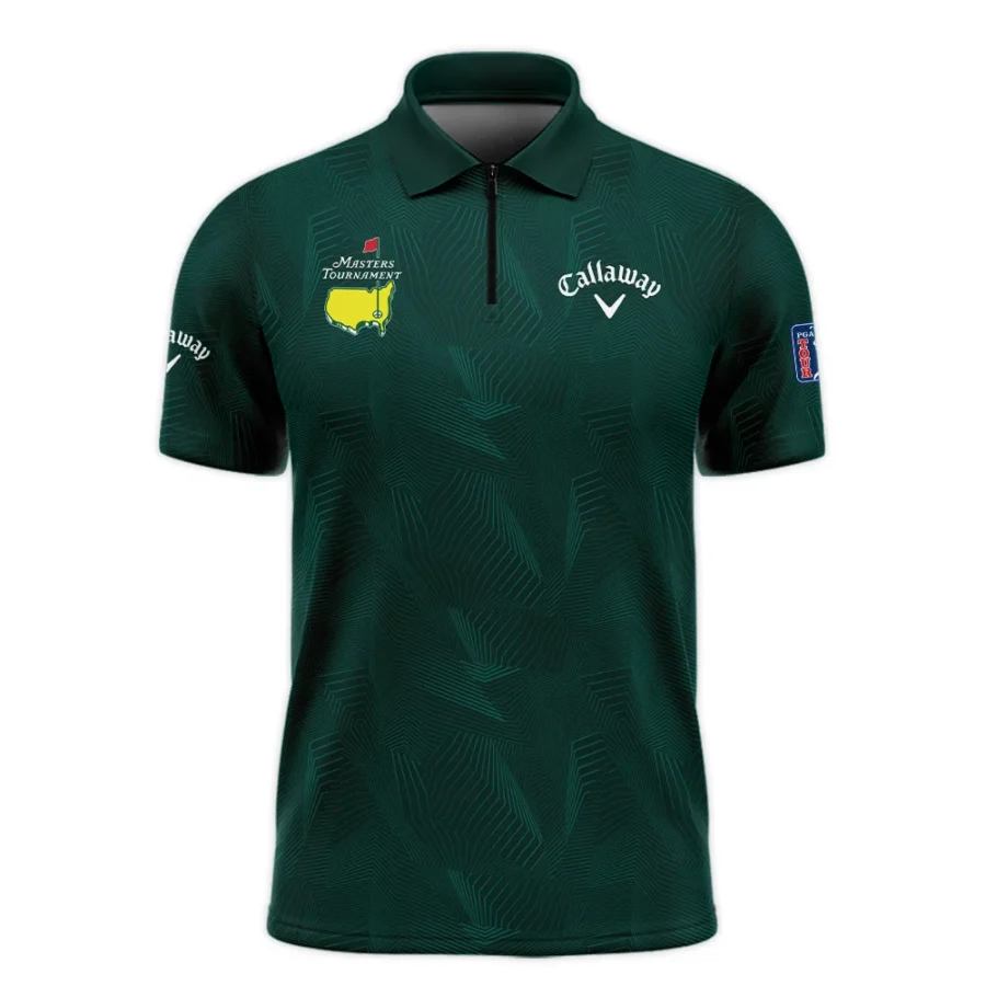 Abstract Pattern Lines Forest Green Masters Tournament Callaway Zipper Polo Shirt Style Classic Zipper Polo Shirt For Men