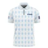 PGA Tour 124th U.S. Open Pinehurst Taylor Made Zipper Polo Shirt Sports Pattern Cup Color Light Blue Zipper Polo Shirt For Men