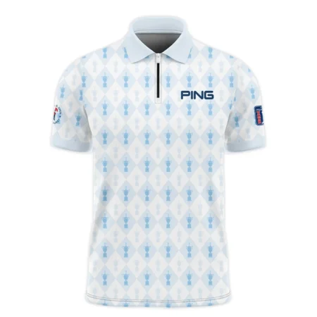 PGA Tour 124th U.S. Open Pinehurst Ping Zipper Polo Shirt Sports Pattern Cup Color Light Blue Zipper Polo Shirt For Men