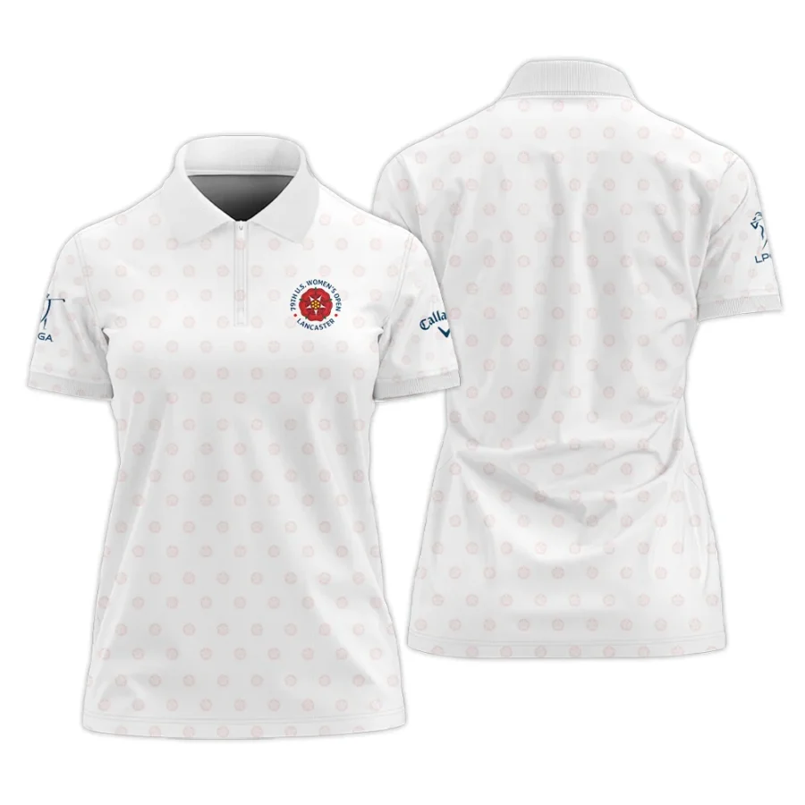Golf Pattern 79th U.S. Women’s Open Lancaster Callaway Zipper Polo Shirt White Color All Over Print Zipper Polo Shirt For Woman