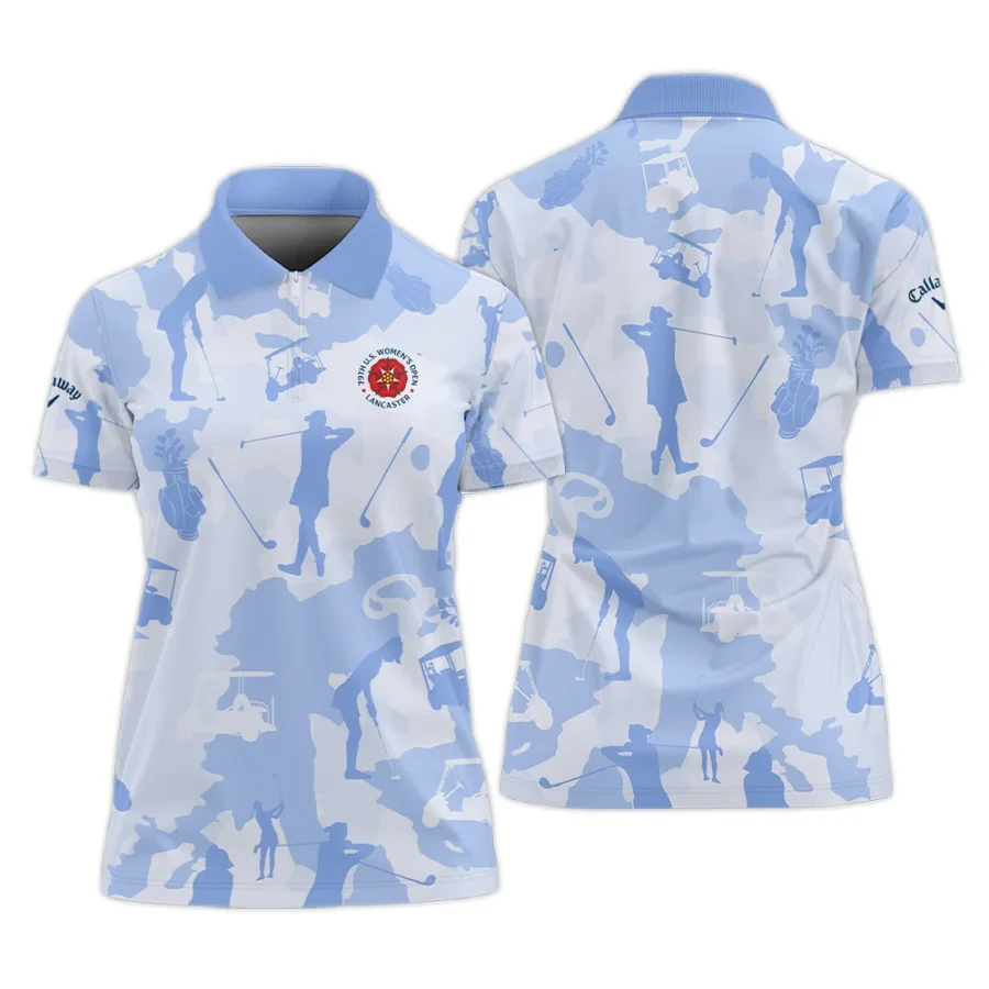 Camo Blue Color 79th U.S. Women’s Open Lancaster Callaway Zipper Polo Shirt Golf Sport All Over Print Zipper Polo Shirt For Woman