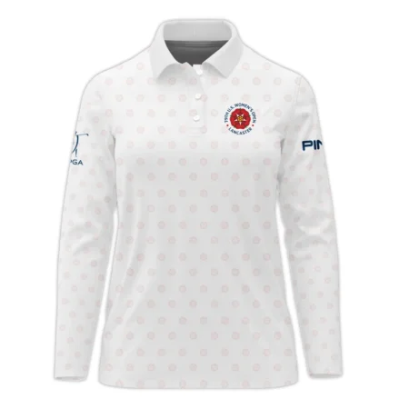 Golf Pattern 79th U.S. Women’s Open Lancaster Ping Zipper Long Polo Shirt White Color All Over Print Zipper Long Polo Shirt For Woman