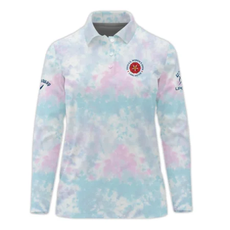 Tie dye Pattern 79th U.S. Women’s Open Lancaster Callaway Zipper Polo Shirt Blue Mix Pink All Over Print Zipper Polo Shirt For Woman