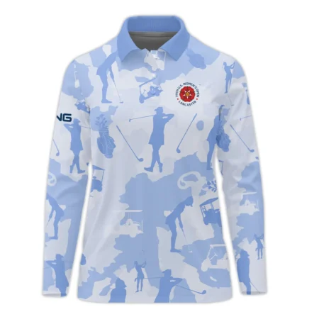 Camo Blue Color 79th U.S. Women’s Open Lancaster Ping Long Polo Shirt Golf Sport All Over Print Long Polo Shirt For Woman