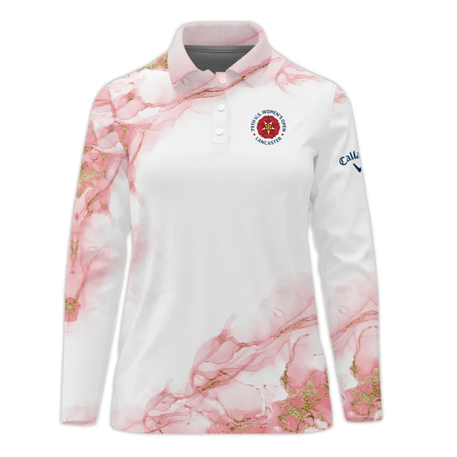 Pink Gold Marble 79th U.S. Women’s Open Lancaster Callaway Long Polo Shirt Golf Sport All Over Print Long Polo Shirt For Woman