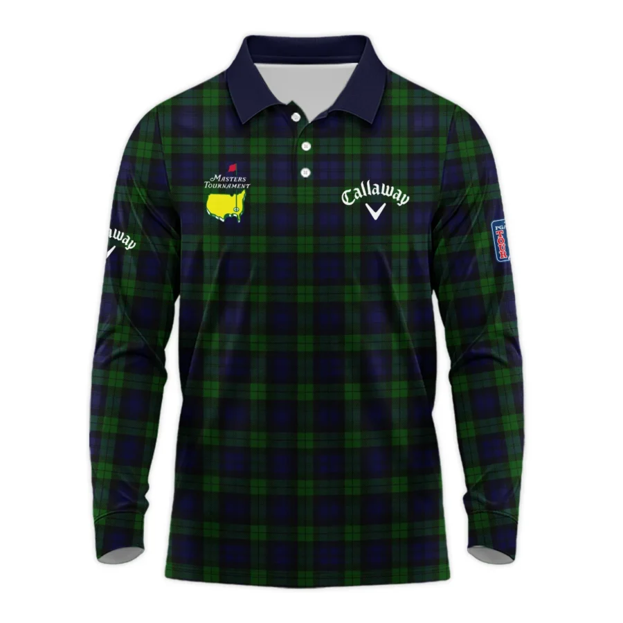 Masters Tournament Callaway Golf Long Polo Shirt Sports Green Purple Black Watch Tartan Plaid All Over Print Long Polo Shirt For Men