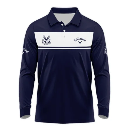 Callaway 2024 PGA Championship Golf Zipper Polo Shirt Sports Dark Blue White All Over Print Zipper Polo Shirt For Men