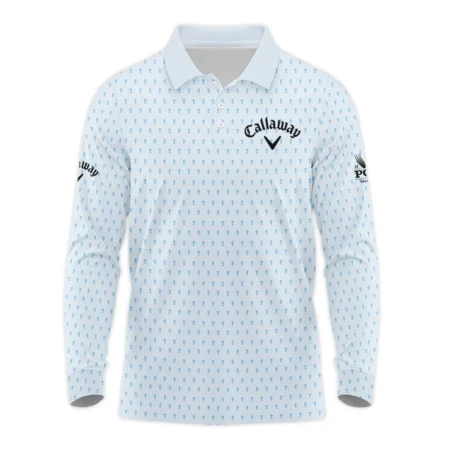 2024 PGA Championship Callaway Golf Long Polo Shirt Light Blue Pastel Golf Cup Pattern All Over Print Long Polo Shirt For Men