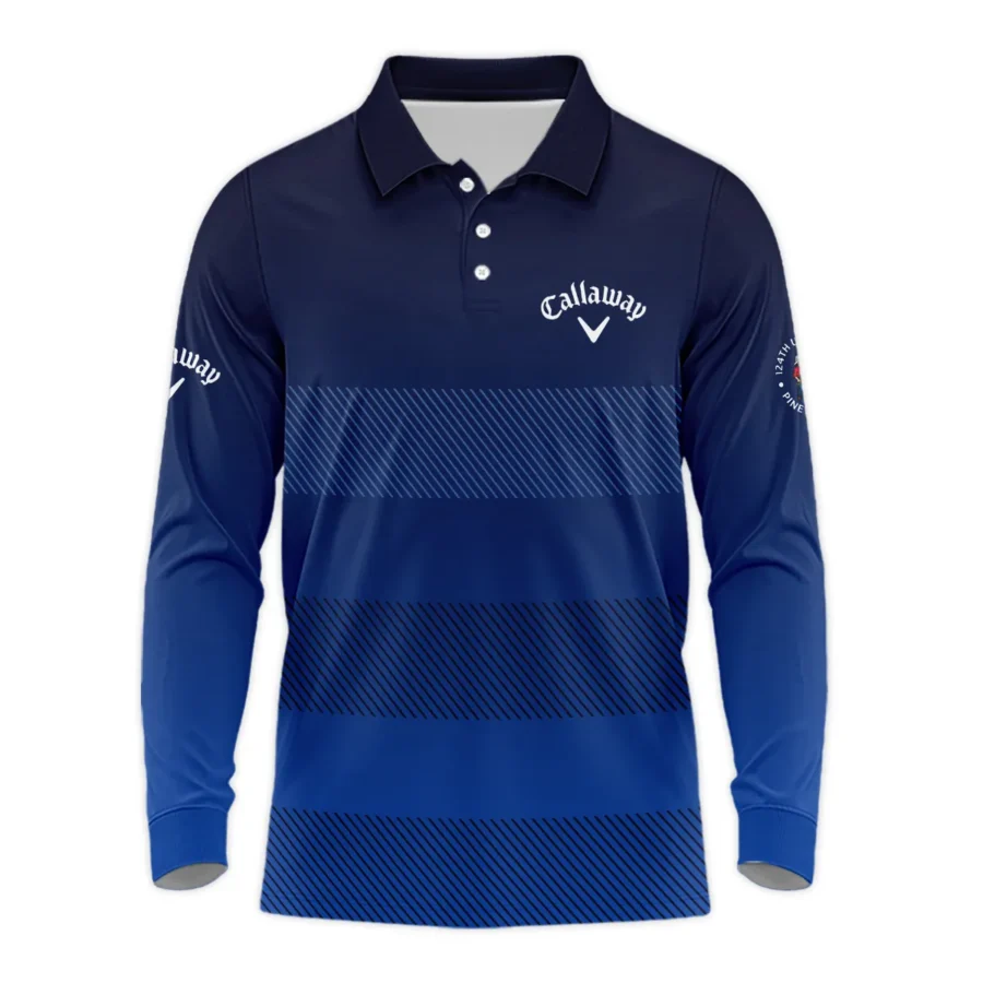 Callaway 124th U.S. Open Pinehurst Long Polo Shirt Sports Dark Blue Gradient Striped Pattern All Over Print Long Polo Shirt For Men