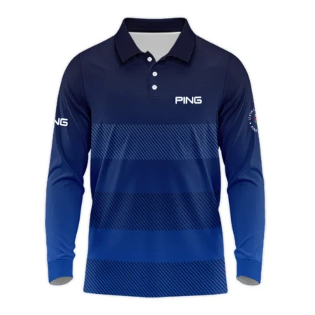 Ping 124th U.S. Open Pinehurst Zipper Polo Shirt Sports Dark Blue Gradient Striped Pattern All Over Print Zipper Polo Shirt For Men