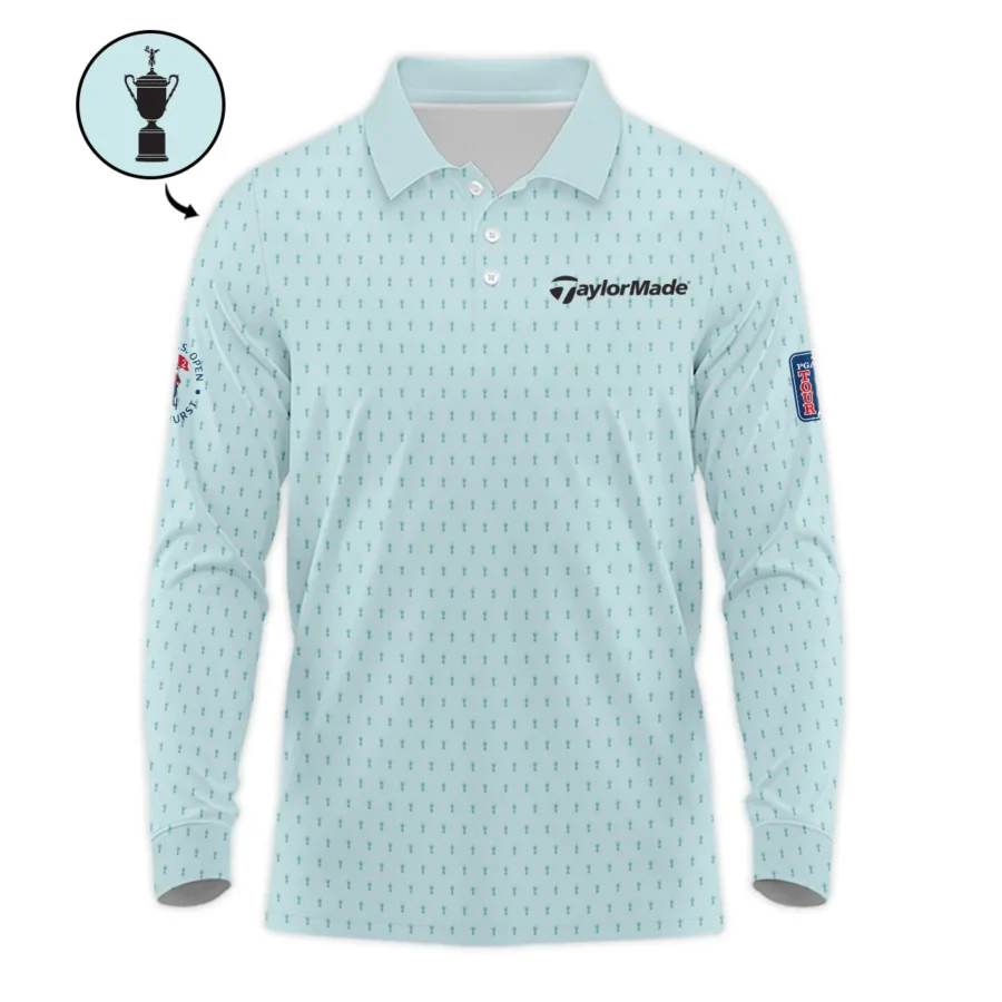 Sports 124th U.S. Open Taylor Made Pinehurst Long Polo Shirt Cup Pattern Pastel Green All Over Print Long Polo Shirt For Men