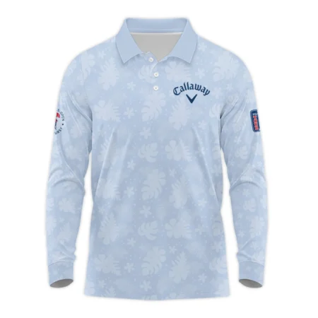 124th U.S. Open Pinehurst Callaway Golf Long Polo Shirt Light Blue Pastel Floral Hawaiian Pattern All Over Print Long Polo Shirt For Men