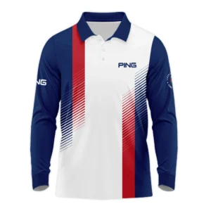 Sport Ping 124th U.S. Open Pinehurst Golf Zipper Polo Shirt Blue Red Striped Pattern White All Over Print Zipper Polo Shirt For Men