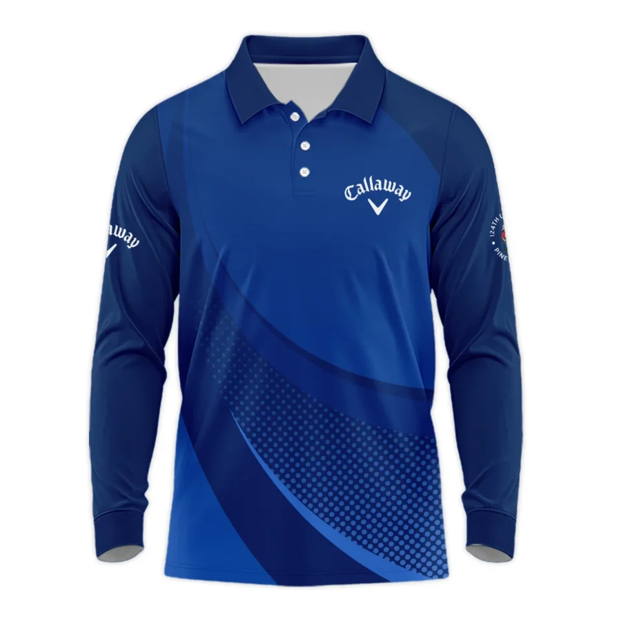 Callaway 124th U.S. Open Pinehurst Golf Sport Long Polo Shirt Dark Blue Gradient Halftone Pattern All Over Print Long Polo Shirt For Men