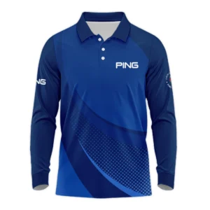 Ping 124th U.S. Open Pinehurst Golf Sport Zipper Polo Shirt Dark Blue Gradient Halftone Pattern All Over Print Zipper Polo Shirt For Men