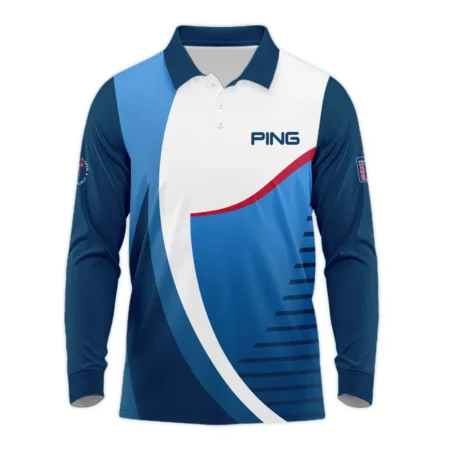 124th U.S. Open Pinehurst Golf Sport Ping Long Polo Shirt Blue Gradient Red Straight Long Polo Shirt For Men