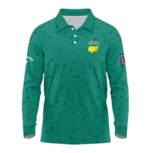 Golf Masters Tournament Callaway Zipper Polo Shirt Augusta Icons Pattern Green Golf Sports All Over Print Zipper Polo Shirt For Men