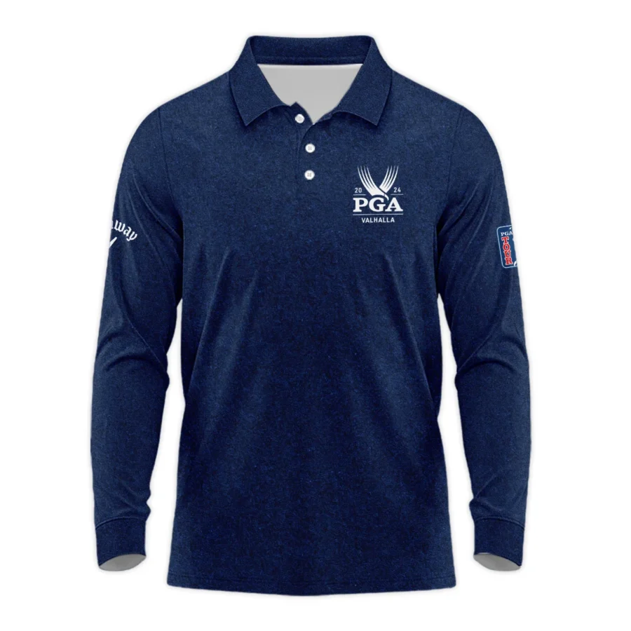 Special Version 2024 PGA Championship Valhalla Callaway Long Polo Shirt Blue Paperboard Texture Long Polo Shirt For Men