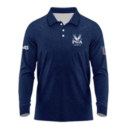 Special Version 2024 PGA Championship Valhalla Ping Long Polo Shirt Blue Paperboard Texture Long Polo Shirt For Men