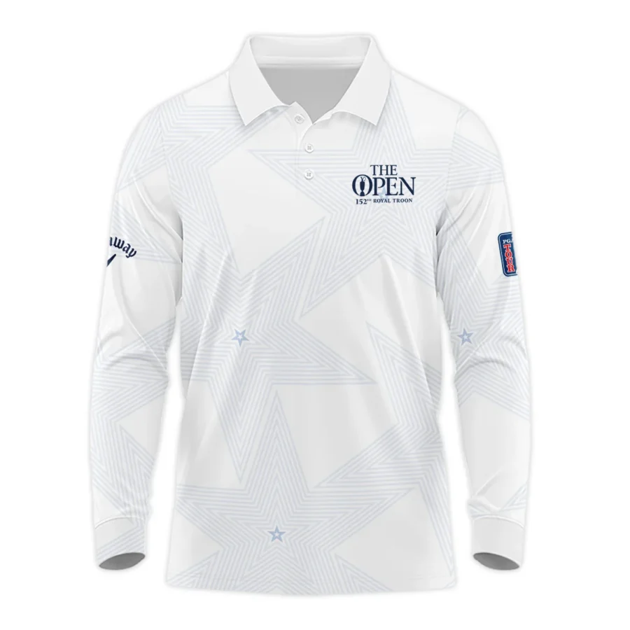 The 152nd Open Championship Golf Sport Callaway Long Polo Shirt Sports Star Sripe White Navy Long Polo Shirt For Men