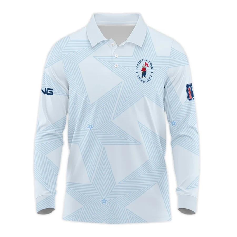 Golf 124th U.S. Open Pinehurst Ping Long Polo Shirt Stars Light Blue Golf Sports All Over Print Long Polo Shirt For Men