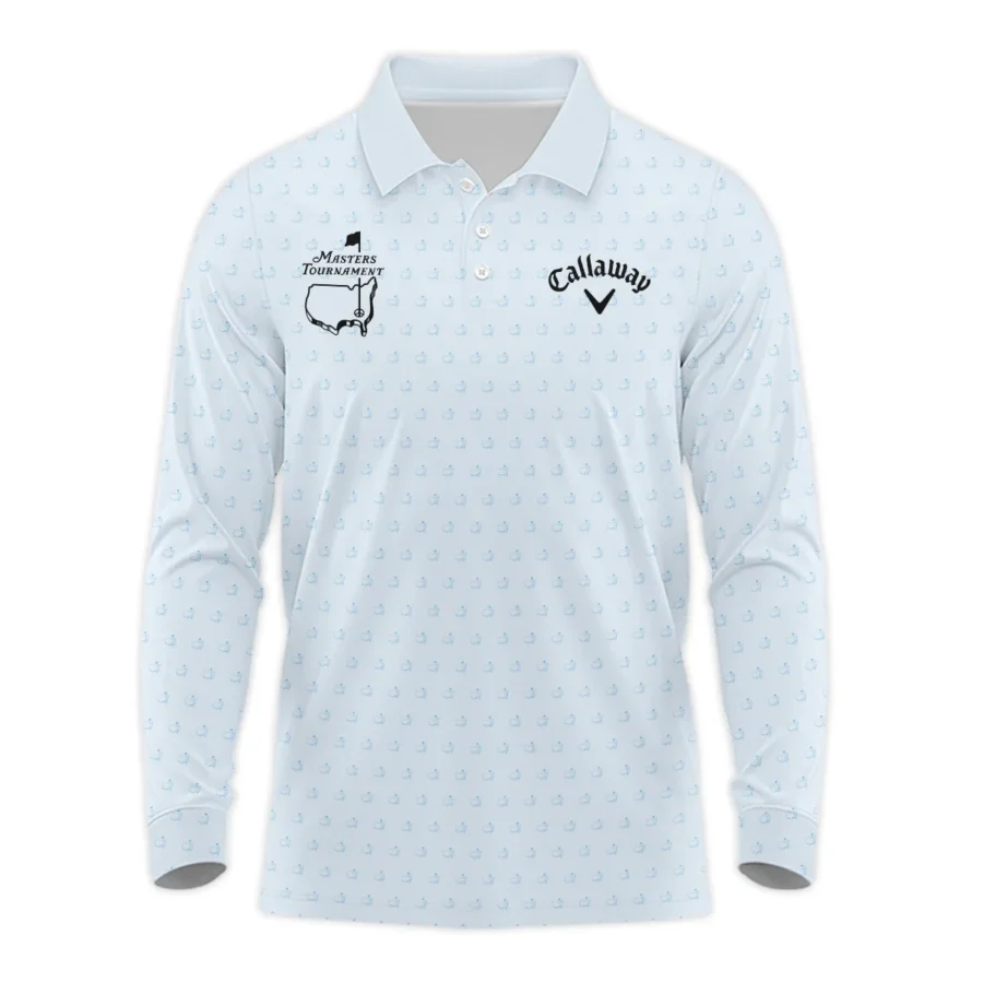 Pattern Masters Tournament Callaway Long Polo Shirt White Light Blue Color Pattern Logo  Long Polo Shirt For Men