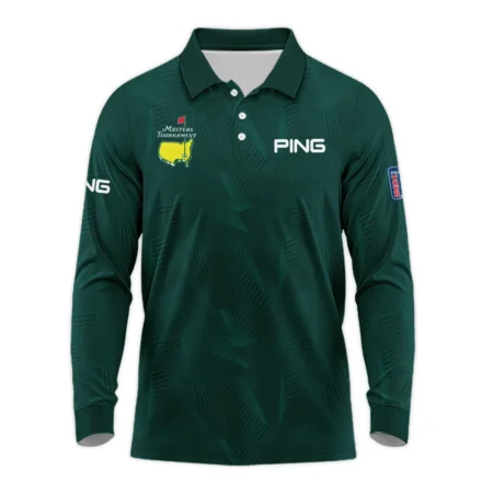 Abstract Pattern Lines Forest Green Masters Tournament Ping Long Polo Shirt Style Classic Long Polo Shirt For Men